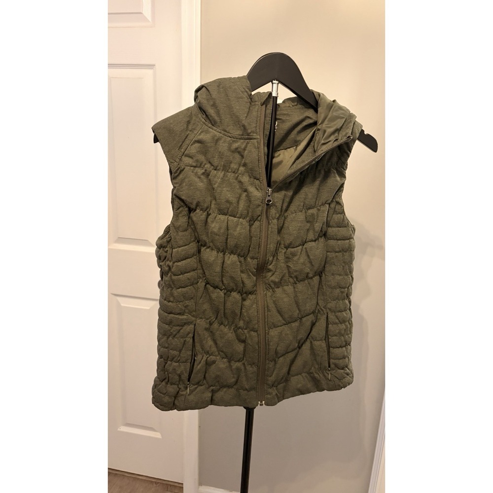 Be By Blanc Noir Women's Hooded Quilted Down Puffer Vest Olive Green L Gorpcore